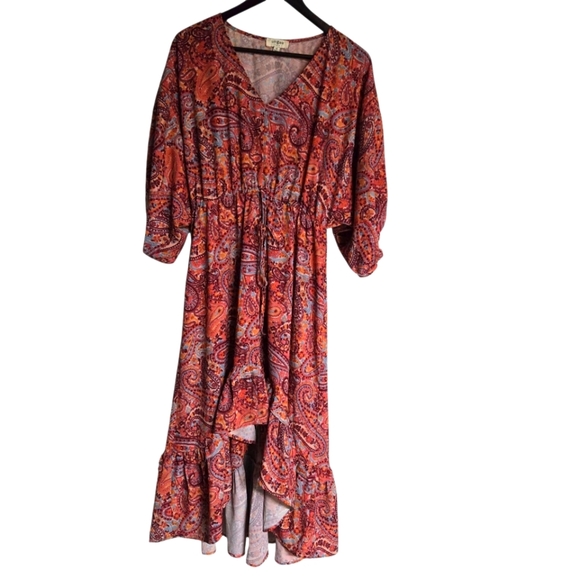 Umgee Paisley Print V-Neck Womem's Maxi Dress Size Medium - Picture 1 of 5